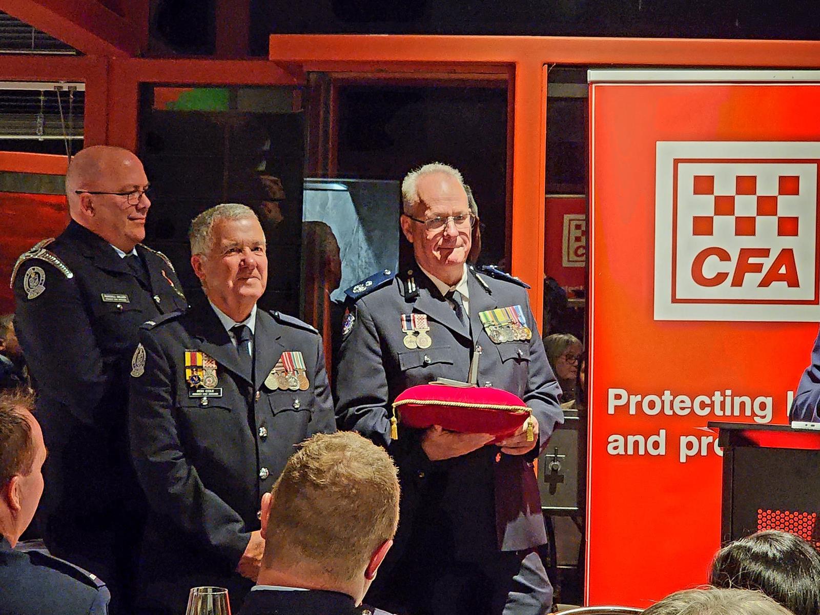 Ron Cole was honoured for 56 outstanding years in the fire service